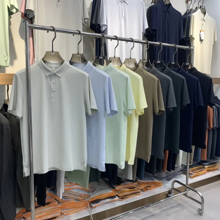 Printed-Nylon-Spandex-Waffle-Knit-Short-Sleeve-Polo-Shirt