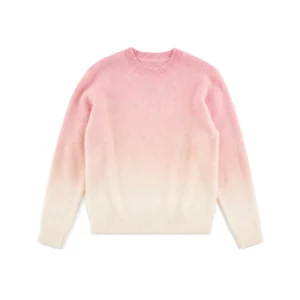 Private Label Gradient Color Block Sweater Custom Logo Women Crewneck Soft Touch Fuzzy Knitwear Jumper OEM ODM