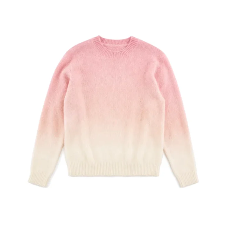 Private-Label-Gradient-Color-Block-Sweater-Custom-Logo-Women-Crewneck-Soft-Touch-Fuzzy-Knitwear-Jumper-OEM-ODM