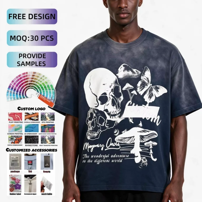 Private-Label-Vintage-Washed-Men-100-Cotton-Heavyweight-Solid-Knitted-Formal-Regular-Fit-Custom-Logo-DTG-Print-Short-Sleeve