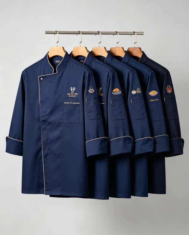 "Professional Chef Jacket for Men polyester Cotton Blend Workwear Hotel Reception Uniform Kitchen Cooking Bartender Coat"