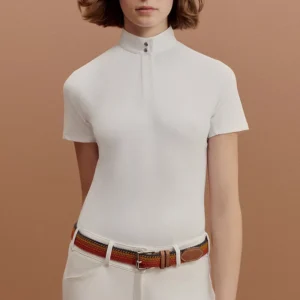 Professional Equestrian Competition Button Upper Garment Horse Riding Sun Shirts Formal Tight Short Sleeved