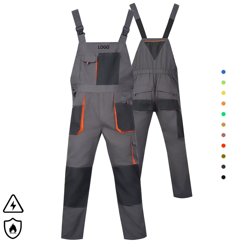 Professional Manufacturer Printed Logo Cotton Multi Pocket Bib Overalls Printing Workwear Uniform Work Hi Vis Shirt