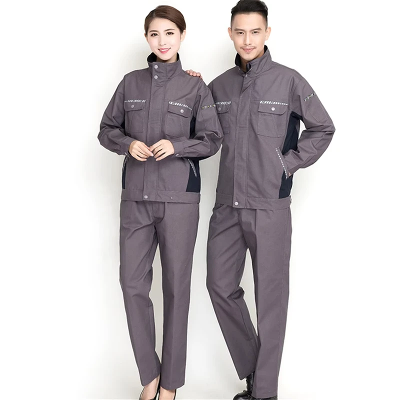 Professional Men's Industrial Building Electrician Work Clothes Plus Size Reflective Long Sleeve Outfit Cotton Suit
