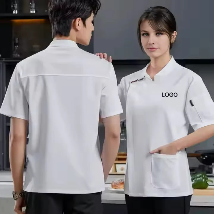 Professional Multi Function Short Sleeve Catering Uniform Home Chef Baking Clothes Pocket for Kitchen Use Restaurant Uniforms