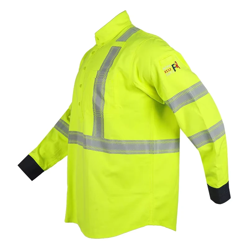 Professional Reflective Waterproof Cotton Polyester Construction Work Wear Shirt Full Sleeve Hi-Vis Safety Apparel Plus Size UV