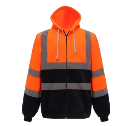 Professional Safety High Visibility Reflective Hi Vis Long Sleeve Fluorescent Men's Sweater Coat with Reflective Strips