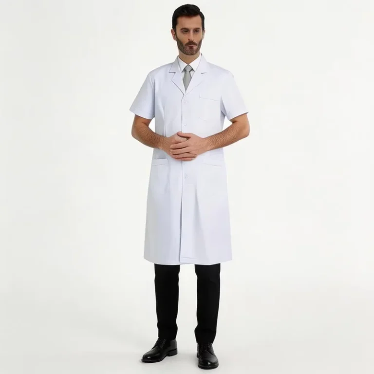 Professional-Unisex-Cotton-Polyester-Hospital-Uniforms-Custom-White-Lab-Coat-OEM-Surgical-Suit-Short-Sleeved
