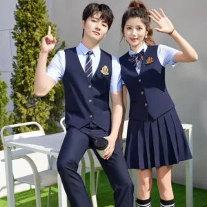 Professional Unisex Preppy Style Vest Suit Dress School Uniforms for Female Teachers Preschool Kindergarten Work Clothes School