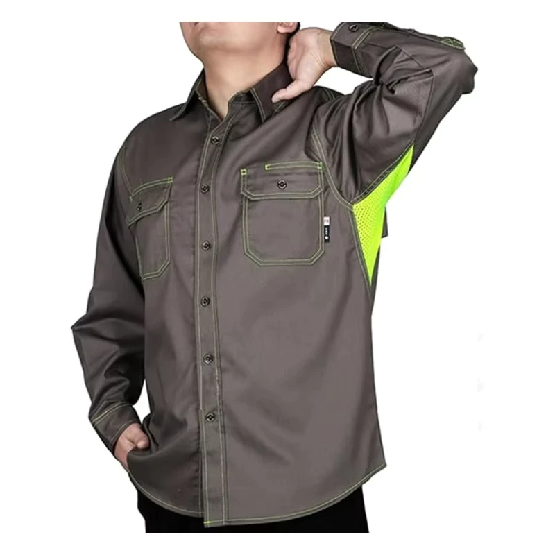 Protection Two tone CAT2 Summer Soft Water Repellent Fire Resistant Vented Work Shirts