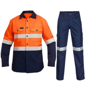 Pure Cotton High-Visibility Reflective Safety Work Shirt for Construction and Mining