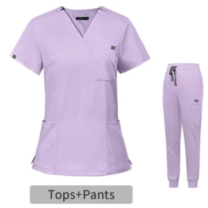 Purple Color Hospital Uniform Medical Scrubs Set Custom Women Fashion Causal Stretch Jogger Pant Nursing Scrubs Sets