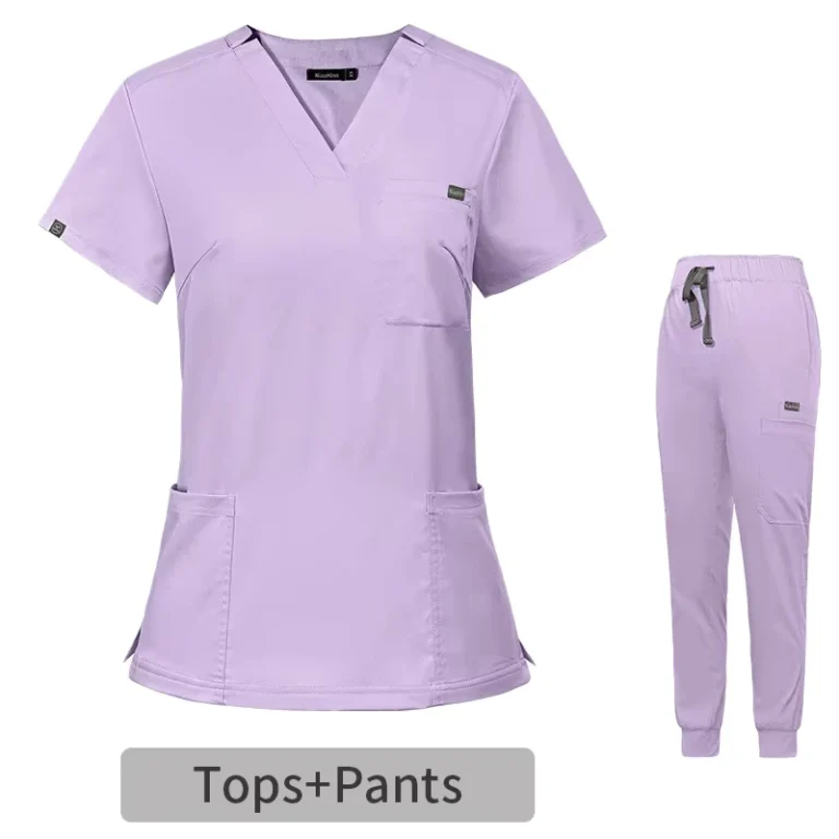Purple-Color-Hospital-Uniform-Medical-Scrubs-Set-Custom-Women-Fashion-Causal-Stretch-Jogger-Pant-Nursing-Scrubs-Sets