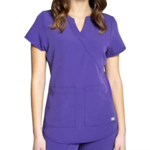 Purple Short Sleeve 100% Cotton Breathable Nurse Medical Uniform