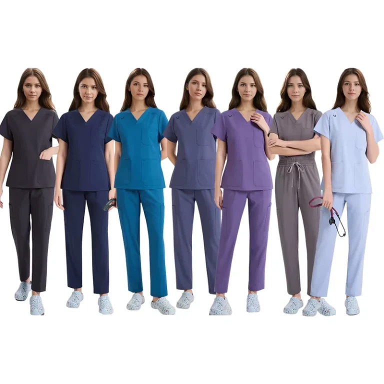 Purple-V-Neck-Stretch-Breathable-Womens-Medical-Scrub-Set