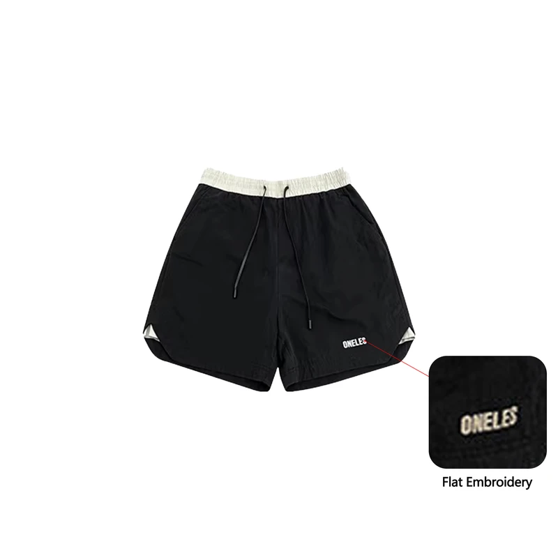 Q.J Streetwear Custom OEM Men'S Sports Shorts Embroidery Baggy Pants High Quality General Wash Two Tone Elastic Waist Pants