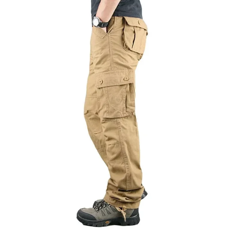 Quality-Belt-Class-Suit-Large-Leg-Casual-for-Cotton-Dark-European-Mens-Slim-Fit-Cargo-Pants