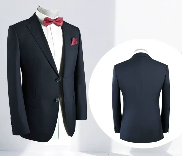 Quality-Mens-Navy-Blue-70-Wool-Business-Suit-Single-Breasted-Button-Anti-Static-Zipper-High-Breathable-Plus-XL-for-Weddings