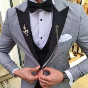 Quality Slim fit Custom Three 3 Piece Blazer Set Single Buckle Fashion Wedding Groom Men’s Formal Suit