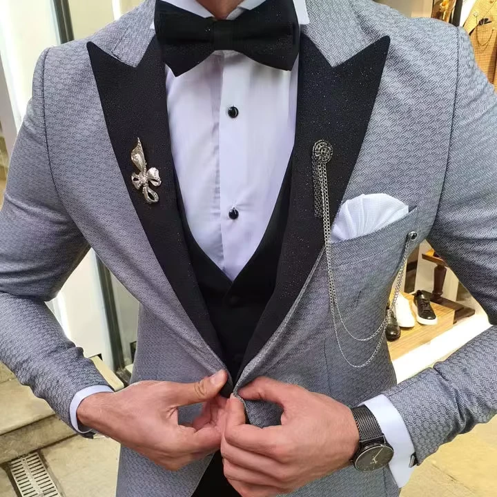 Quality-Slim-fit-Custom-Three-3-Piece-Blazer-Set-Single-Buckle-Fashion-Wedding-Groom-Mens-Formal-Suit