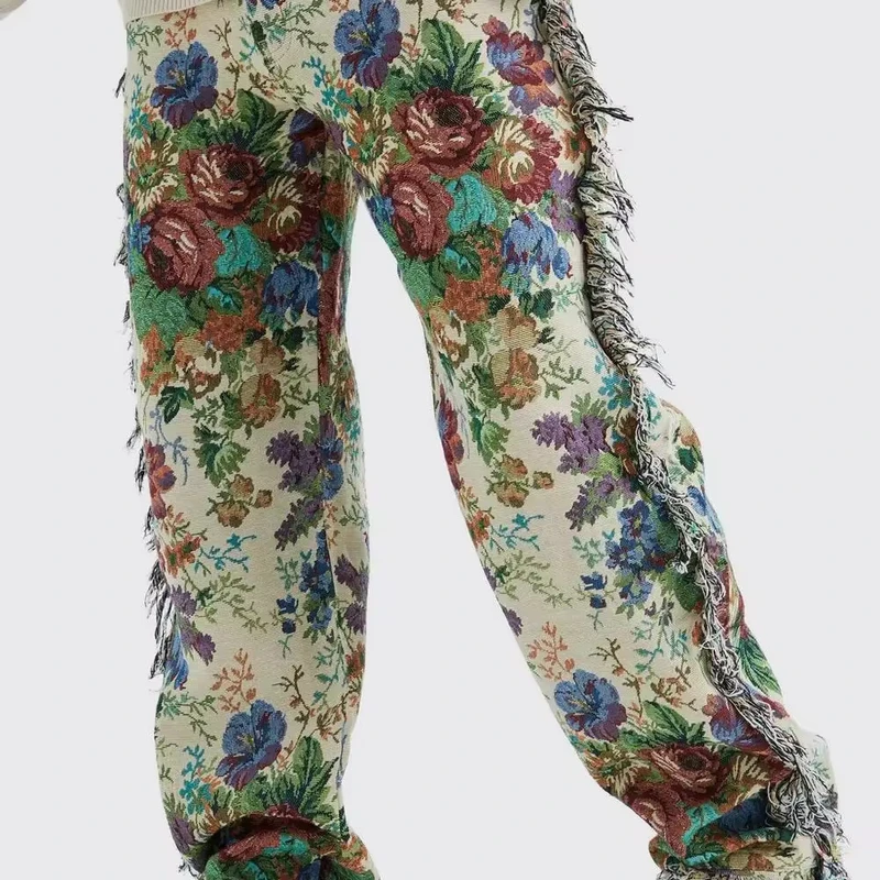 Quick Customize Designer Tassel Throw Fringe Woven Jacquard Tapestry Trousers Tapestry Blanket Pants