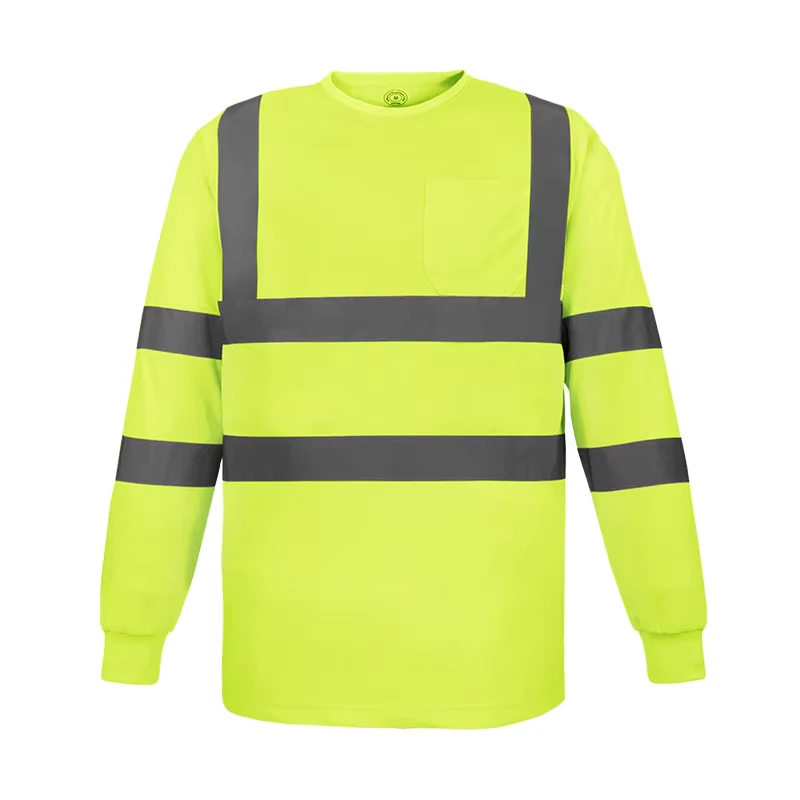 Quick Dry 100% Polyester High Visibility Safety T Shirt Men's Breathable Hi Vis Reflective Safety T Shirt
