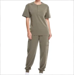 Quick Dry 4 Way Stretch Scrub Set Women’s Henley Collar Chlorine Resistant Nurse Uniform Custom Logo