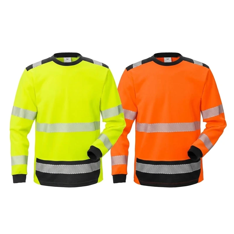 Quick Dry Breathable Hi Vis Reflective Safety Long Sleeve T Shirt with Heat Transfer Segment Reflector for Construction