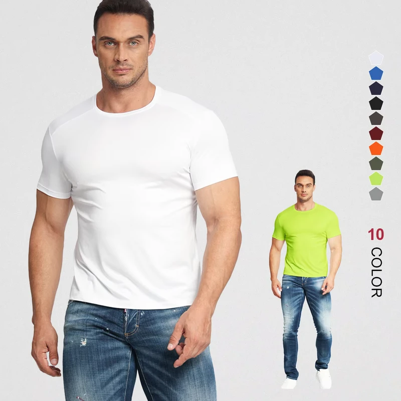 Quick Dry Breathable Plain Polyester Short Sleeve Round Neck Loose Fit Men T Shirts Custom Logo Tshirt
