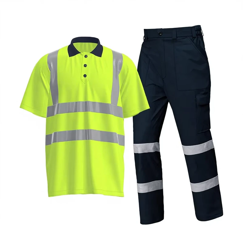 Quick Dry Hi Vis Polo Shirt and Work Pants Set