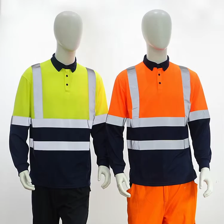 Quick-Dry-Hi-Vis-Reflective-Safety-Polo-Shirt-Mining-Oil-and-Gas-Industrial-Construction-Traffic-Road-Work