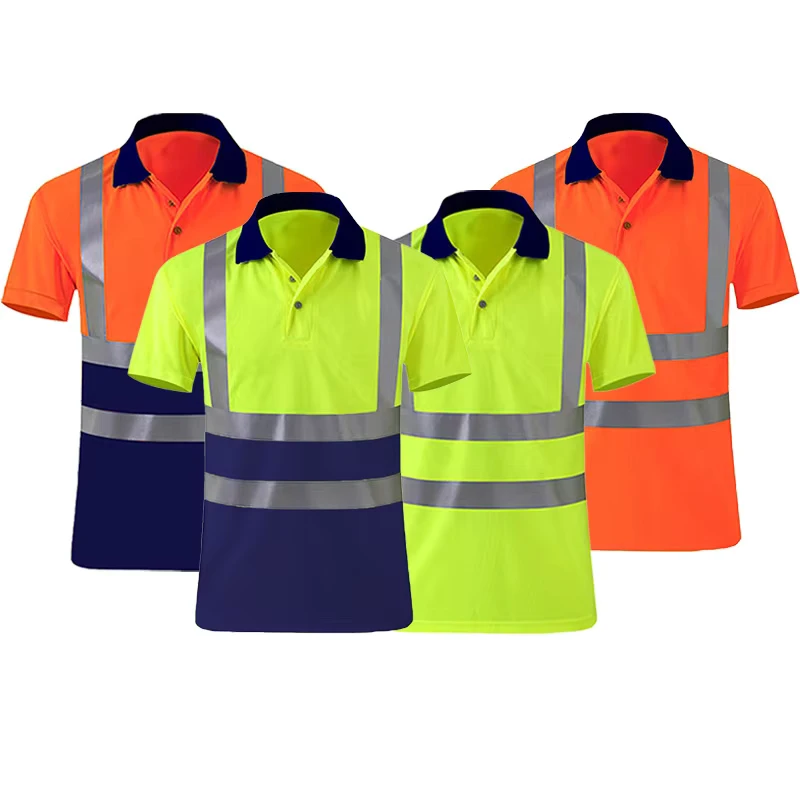 Quick-Dry High-Visibility Reflective Polo Shirt for Traffic, Mining and Construction