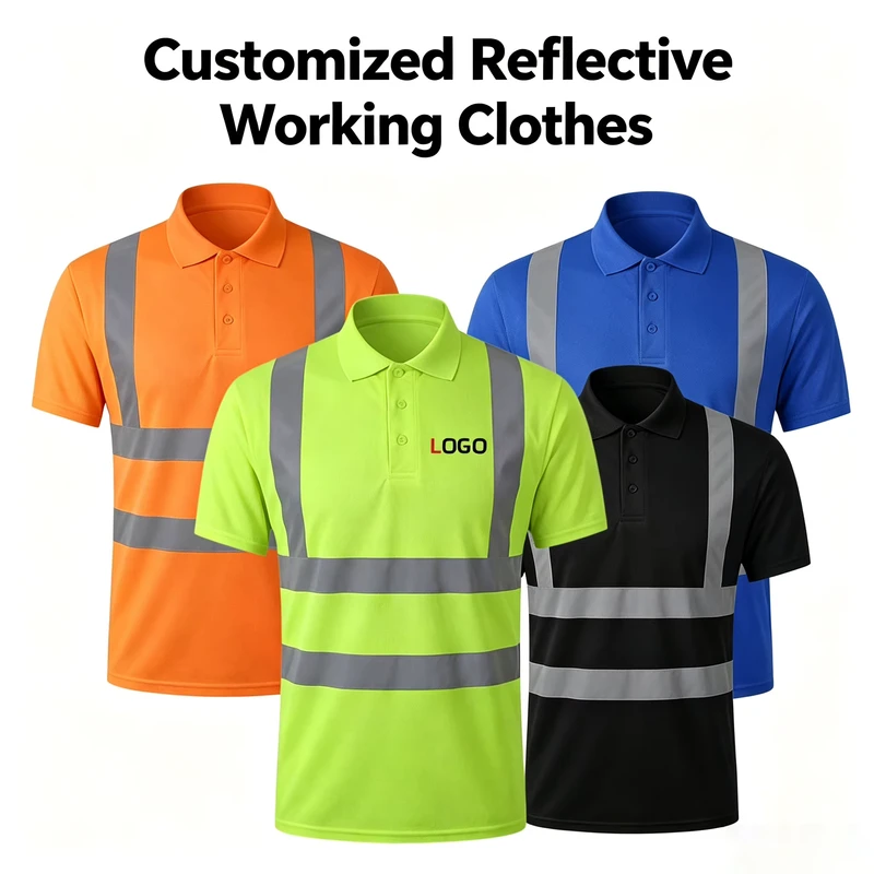 Quick-Dry High-Visibility Reflective Polo Shirt for Traffic, Mining, and Construction