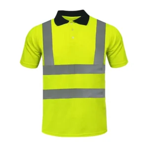 Quick Dry High Visibility Security Polo Men Short Sleeved Safety Reflective Strip Polo Shirt