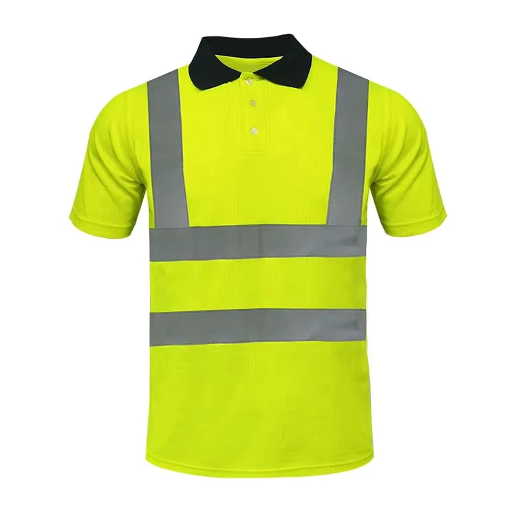 Quick-Dry-High-Visibility-Security-Polo-Men-Short-Sleeved-Safety-Reflective-Strip-Polo-Shirt