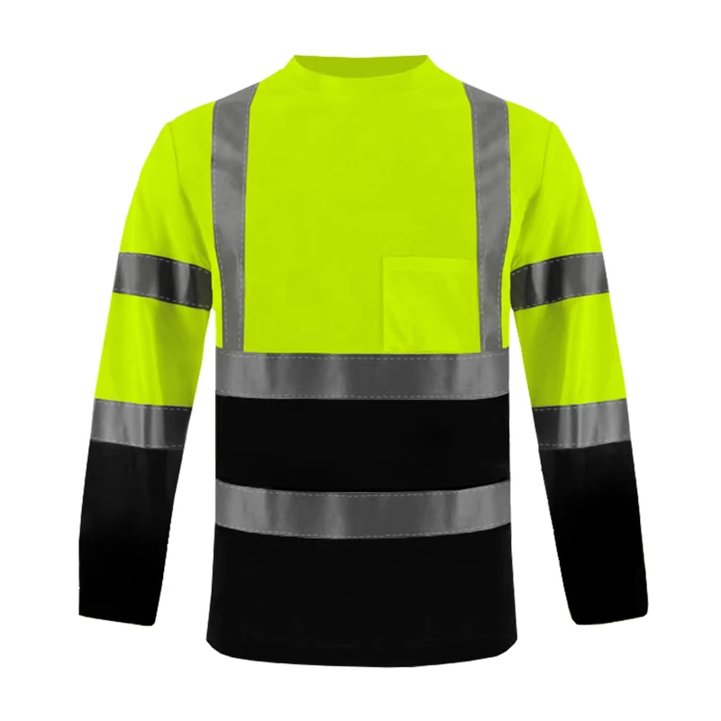 Quick Dry Night Work Security Construction Workshop Safety Uniform Custom Long Sleeve Hi Vis Reflective Safety Work Wear Shirt