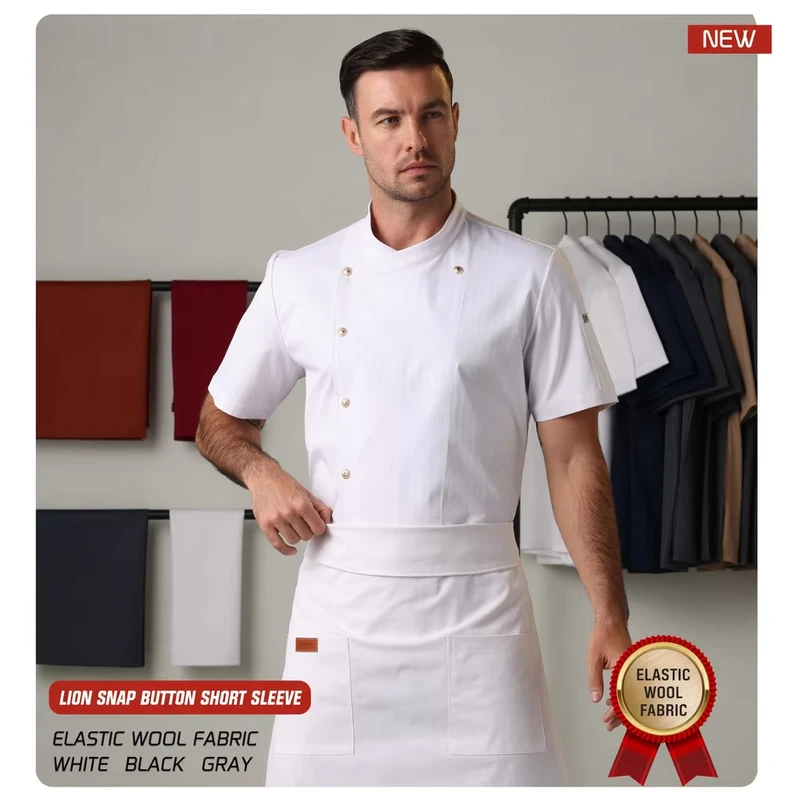 Quick-Dry Short-Sleeve Chef Coat
