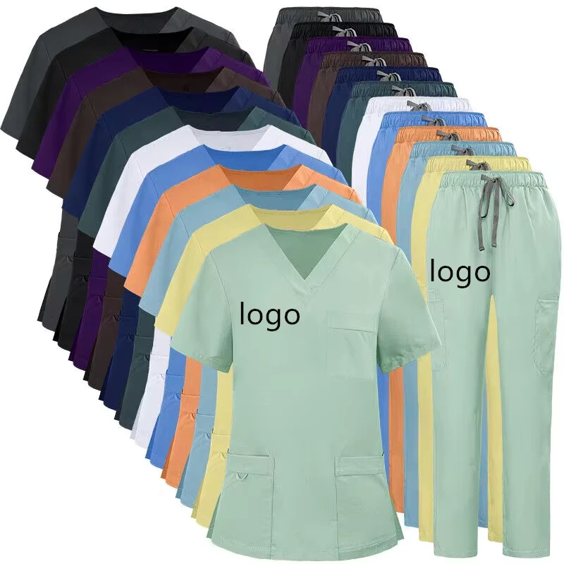 Quick Drying Summer Polyester Twill Fabric Doctor Nurses Hospital Uniform Jogger Type Medical Nursing Scrub Uniform Sets