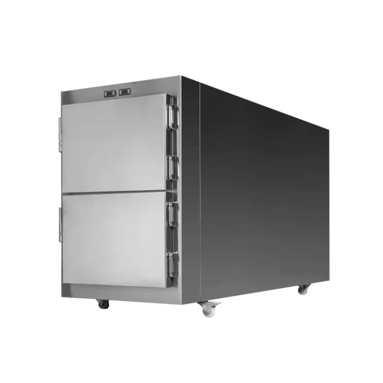 RD-2-Front-Loading-2-Bodies-Morgue-Chamber-Freezer-with-Germany-SECOP-Compressor-for-Funeral-Parlor-Hospital