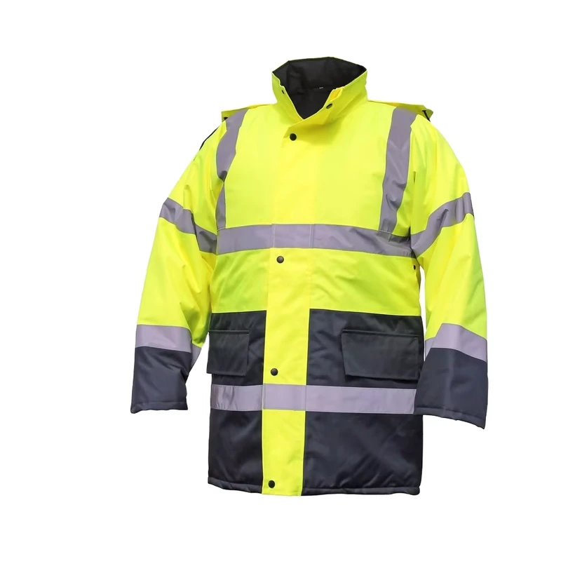 Rain Coat Wind Resistant Hi Vis Reflective Safety Jacket with Pockets