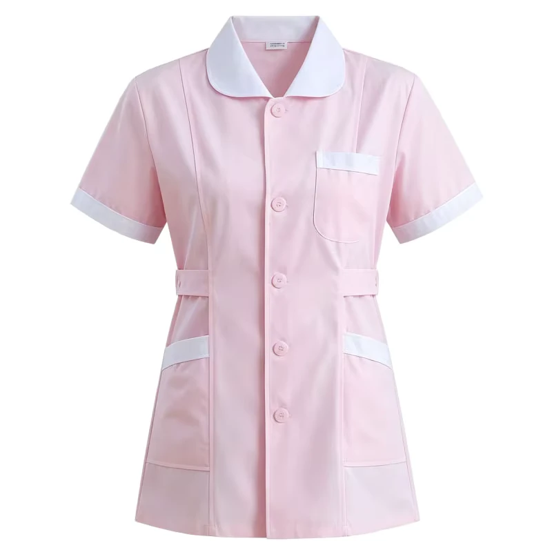 Ready Made White Coats for Female Doctors Nurses Beauty Salon Health Center Blue Collar Work Clothes Hospital Uniforms Blue
