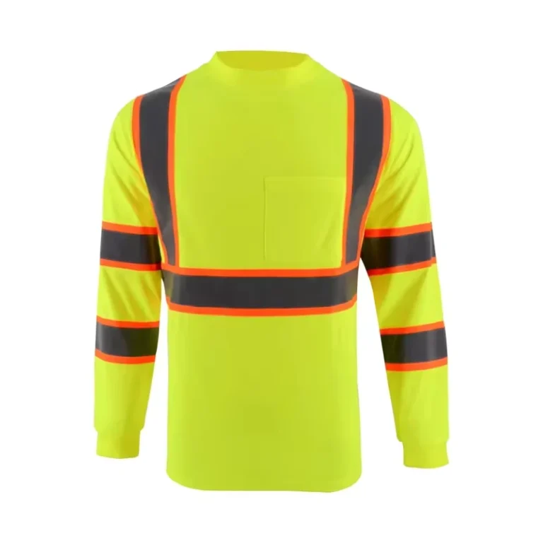 Ready-Ship-Long-Sleeve-Dual-Tone-Reflective-Breathable-Bird-Eye-Mesh-Fabric-Hi-Vis-Shirt-Chest-Pocket-Polyester-Quick-Dry