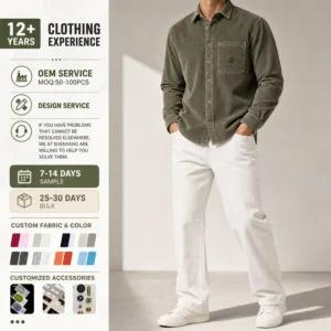 Ready Stock 300G Cotton Linen Solid Long Sleeve Broadcloth Shirt Vintage Men Casual Button Spring Stock First Come First Served