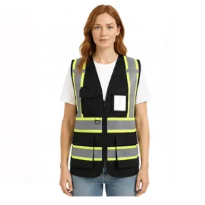 Ready to Ship ANSI Class 2 Hi Vis Construction Safety Vest Reflective Multi Pockets Adjustable Work Vest