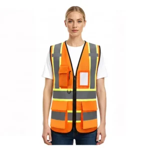 Ready to Ship ANSI Class 2 Hi Vis Mesh Volunteer Safety Vest Reflective Multi Pockets Adjustable