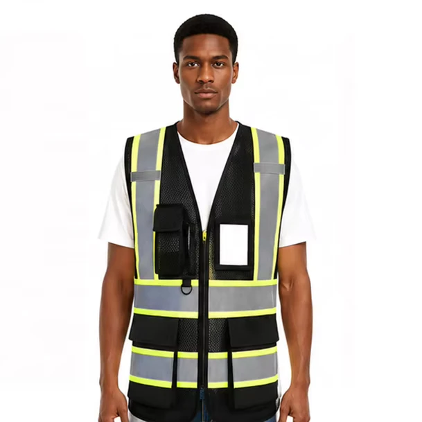 Ready to Ship ANSI Class 2 Hi Vis Mesh Warehouse Safety Vest Reflective Multi Pockets Adjustable