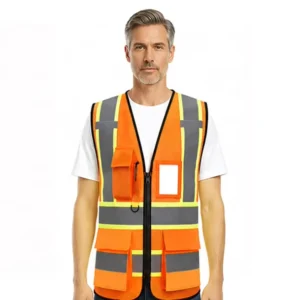 Ready to Ship ANSI Class 2 Hi Vis Mesh Warehouse Safety Vest Reflective Multi Pockets Adjustable