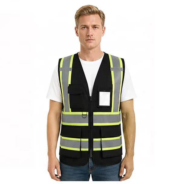 Ready to Ship ANSI Class 2 Hi Vis Security Safety Vest Reflective Multi Pockets Adjustable Guard Vest