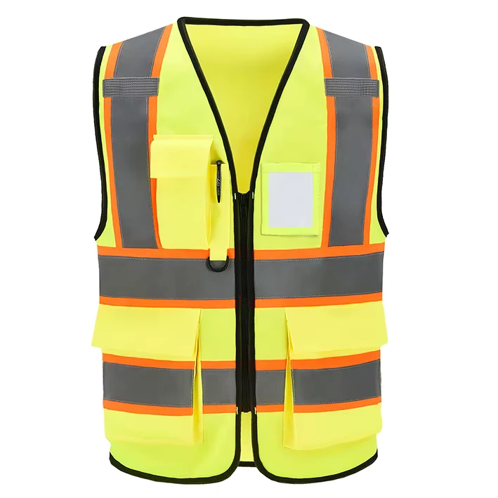 Ready to Ship ANSI Class 2 Hi Vis Vest Reflective Multi Pockets Adjustable for Construction