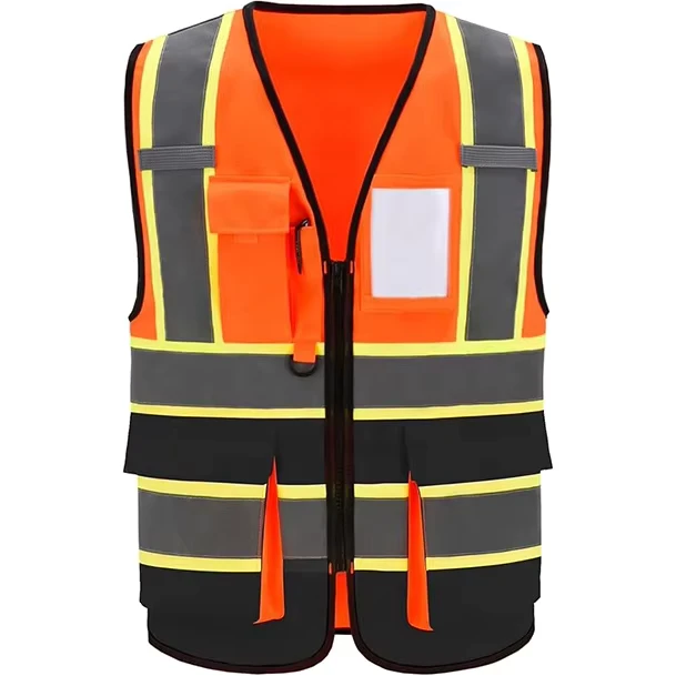 Ready to Ship ANSI Class 2 Hi Vis Vest Reflective Multi Pockets Adjustable for Construction